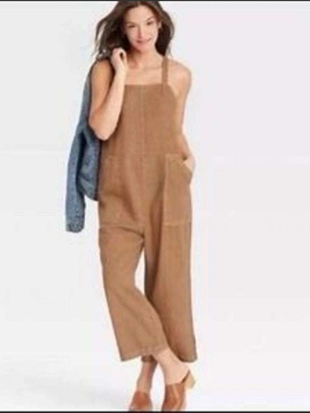 Universal Thread Linen Blend Wide Leg Light Brown Jumpsuit Size XS